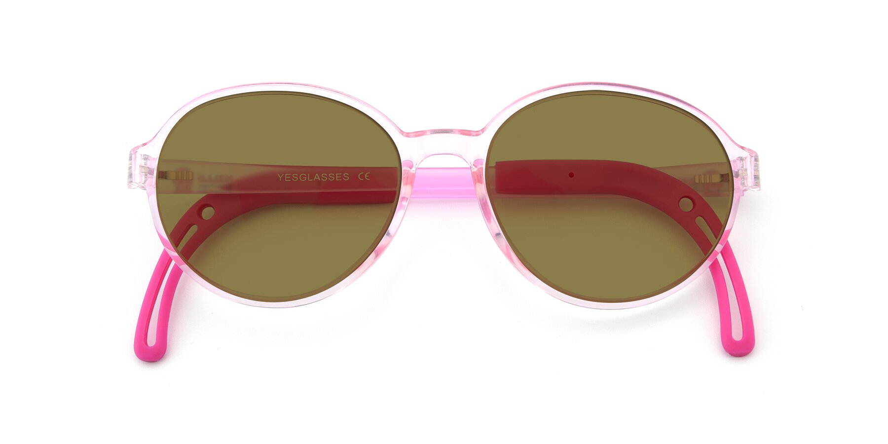 Folded Front of 1020 in Tranparent Pink with Brown Polarized Lenses