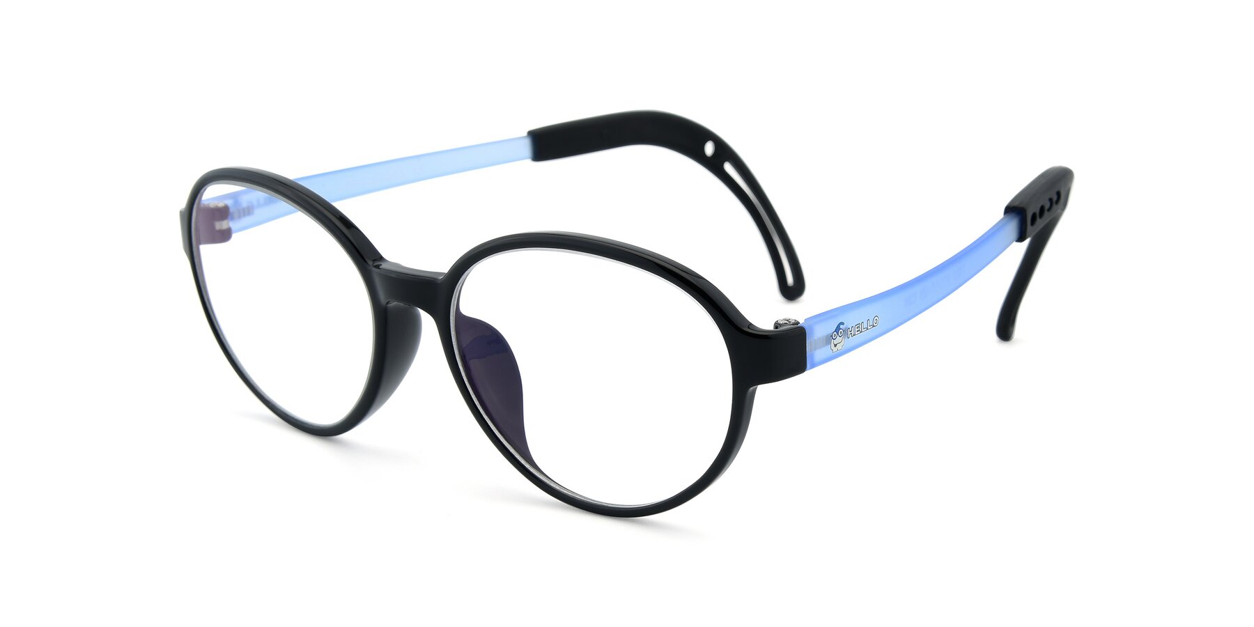 Angle of 1020 in Black-Blue with Clear Eyeglass Lenses