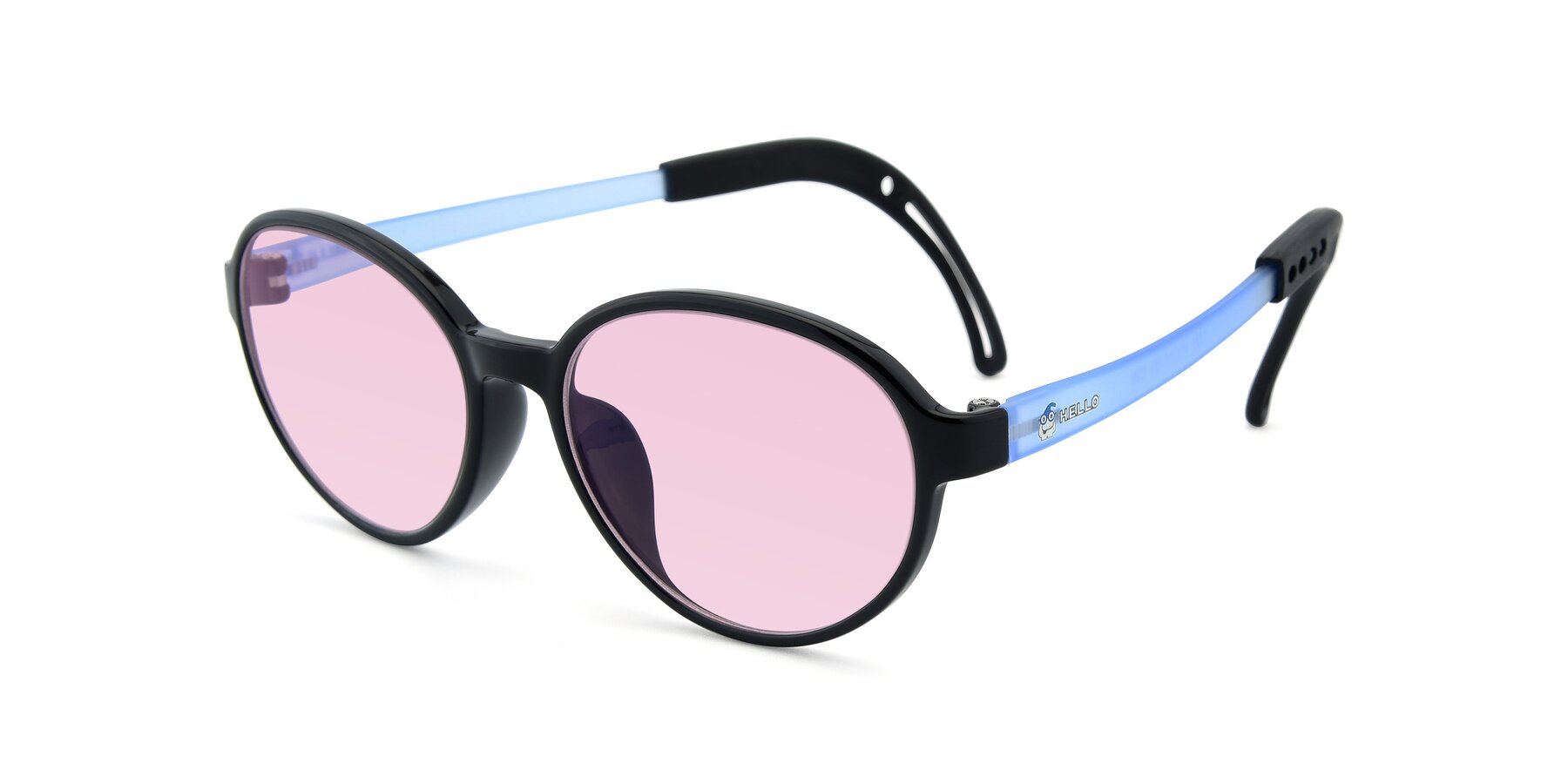 Angle of 1020 in Black-Blue with Light Pink Tinted Lenses
