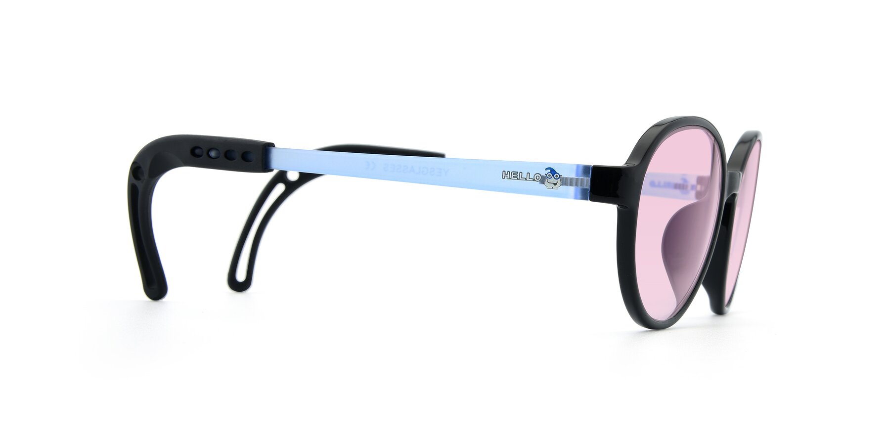 Side of 1020 in Black-Blue with Light Pink Tinted Lenses