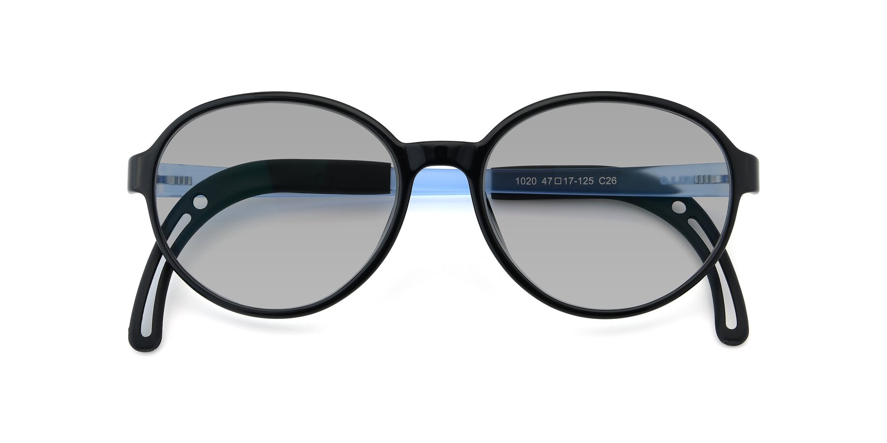Folded Front of 1020 in Black-Blue with Light Gray Tinted Lenses