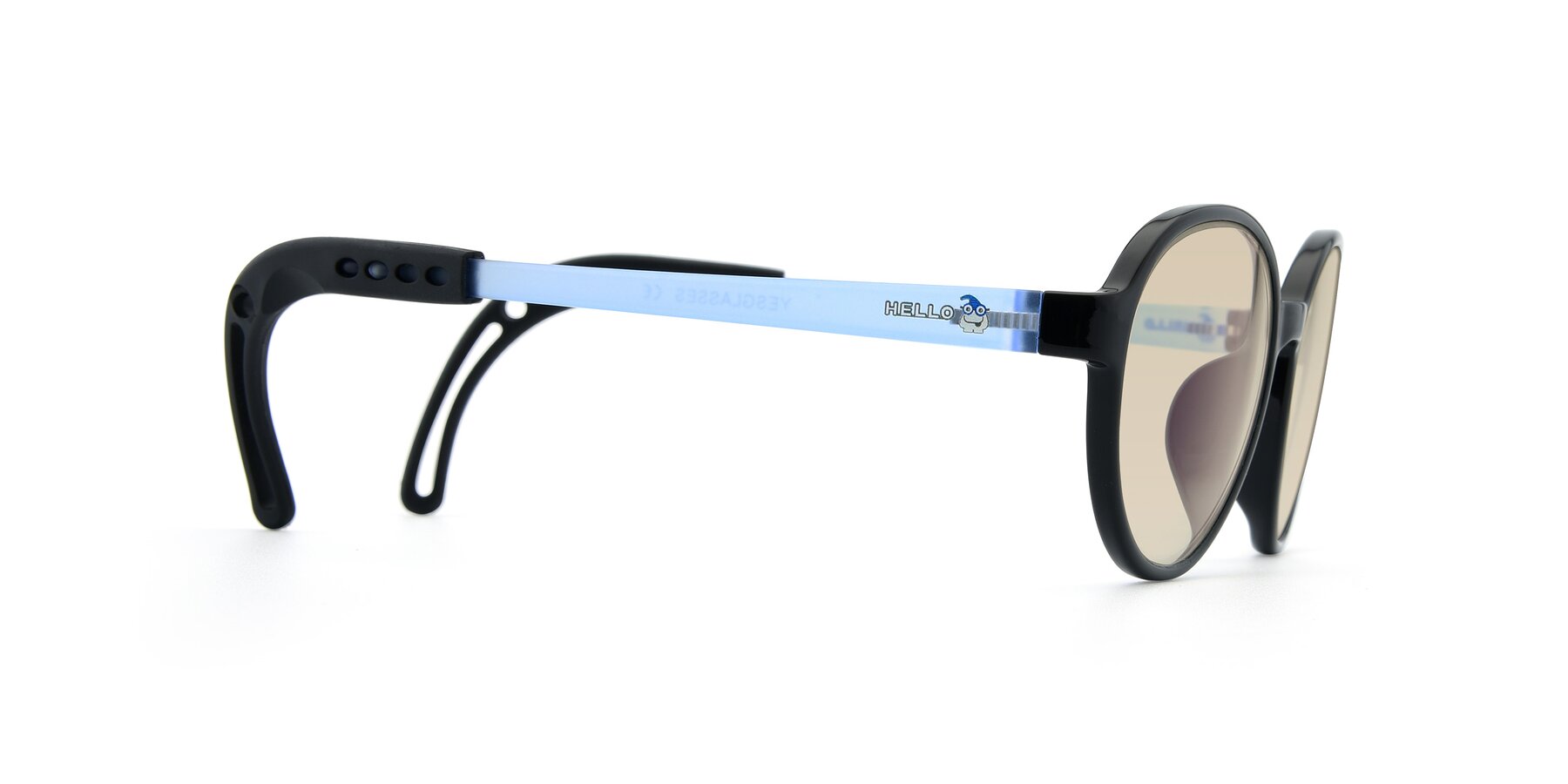 Side of 1020 in Black-Blue with Light Brown Tinted Lenses