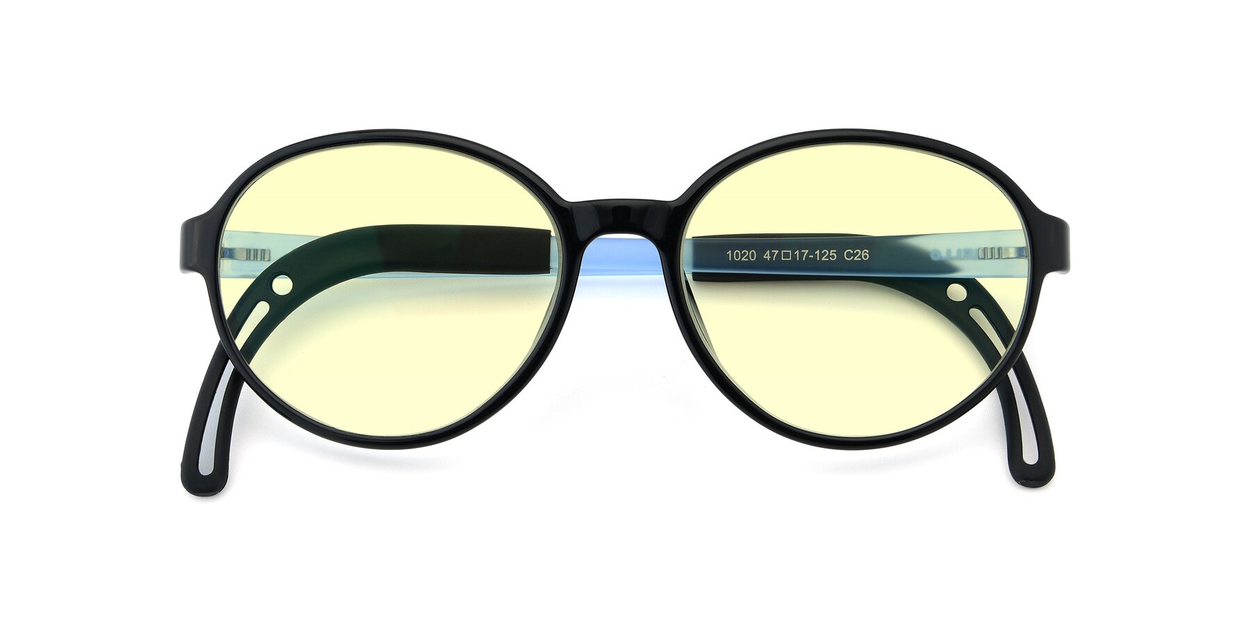 Folded Front of 1020 in Black-Blue with Light Yellow Tinted Lenses