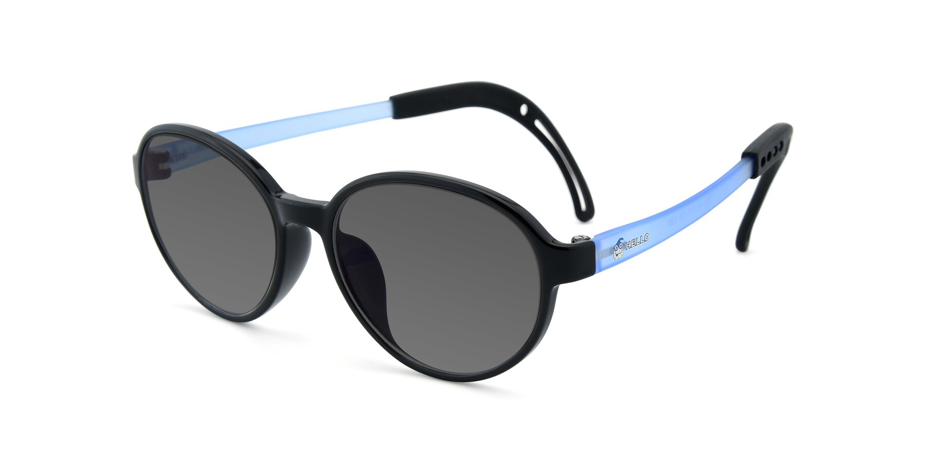 Angle of 1020 in Black-Blue with Medium Gray Tinted Lenses