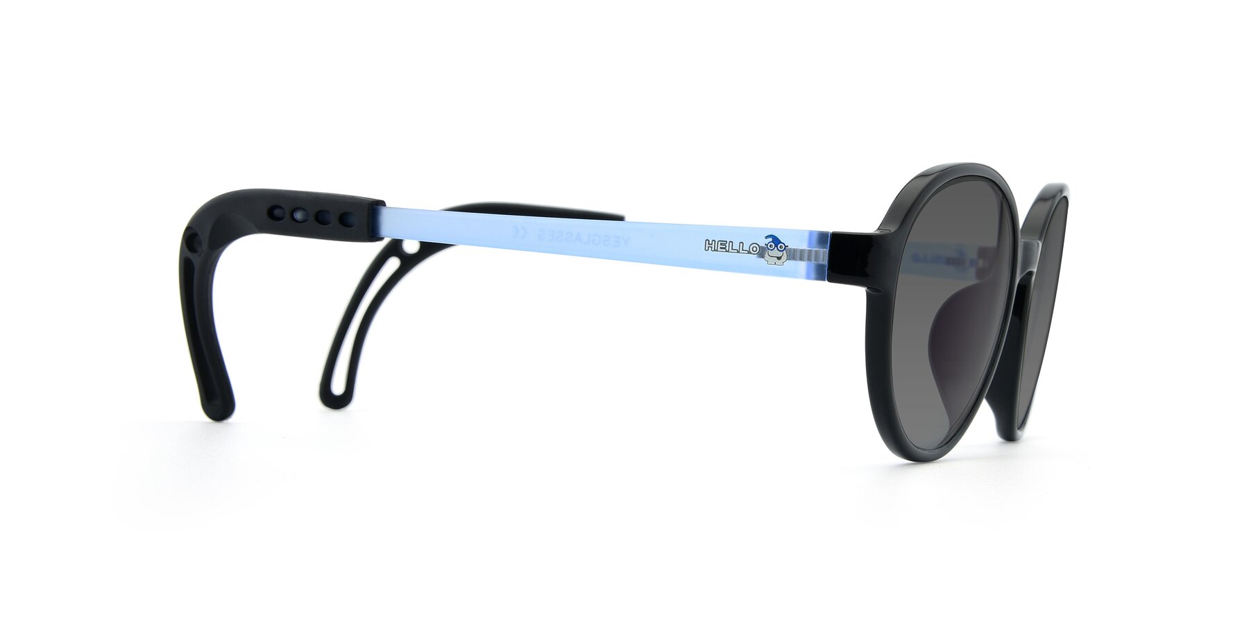 Side of 1020 in Black-Blue with Medium Gray Tinted Lenses