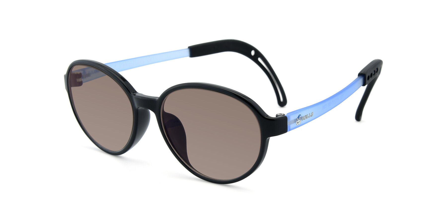 Angle of 1020 in Black-Blue with Medium Brown Tinted Lenses