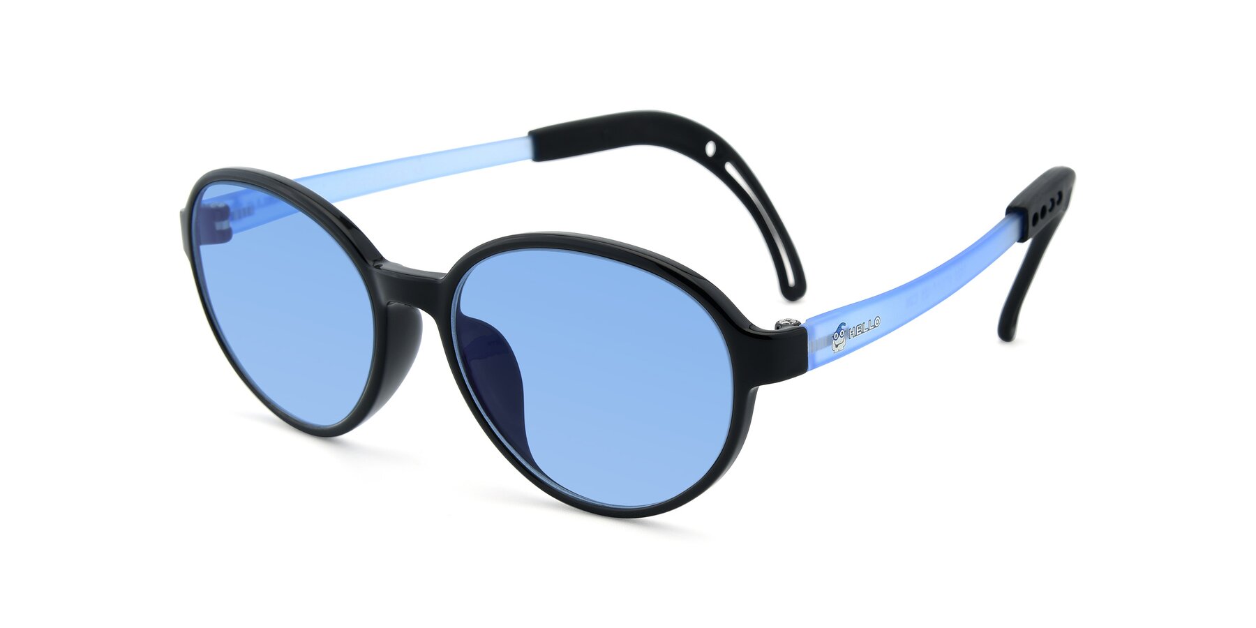 Angle of 1020 in Black-Blue with Medium Blue Tinted Lenses