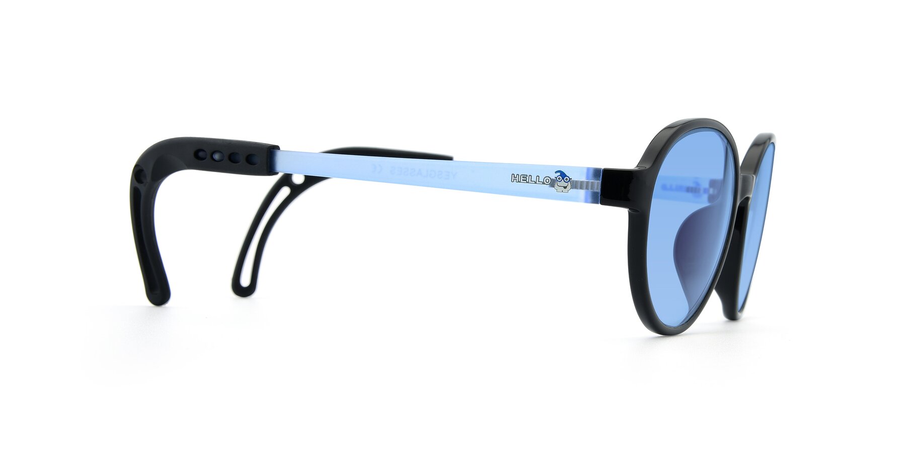 Side of 1020 in Black-Blue with Medium Blue Tinted Lenses