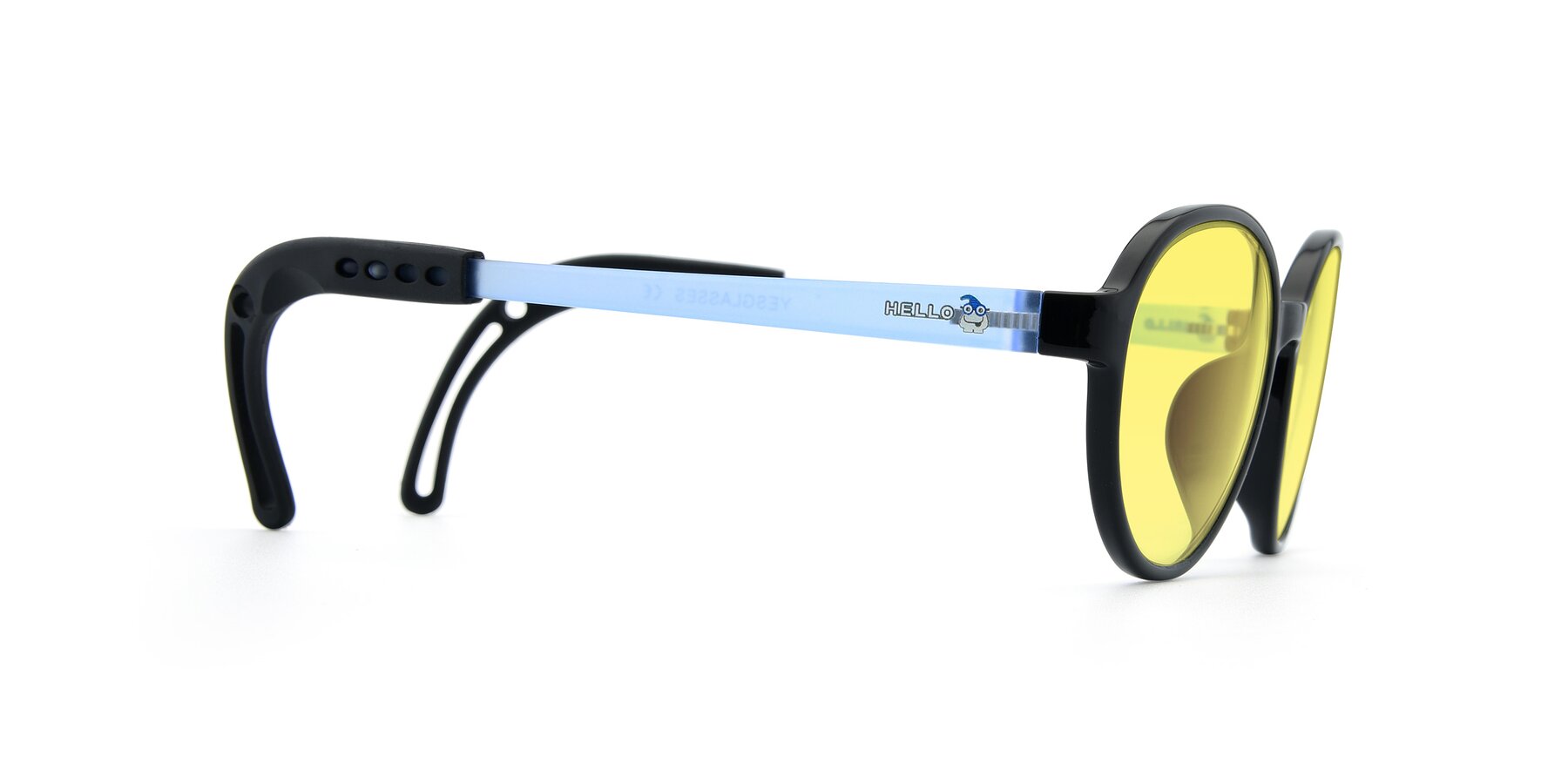 Side of 1020 in Black-Blue with Medium Yellow Tinted Lenses