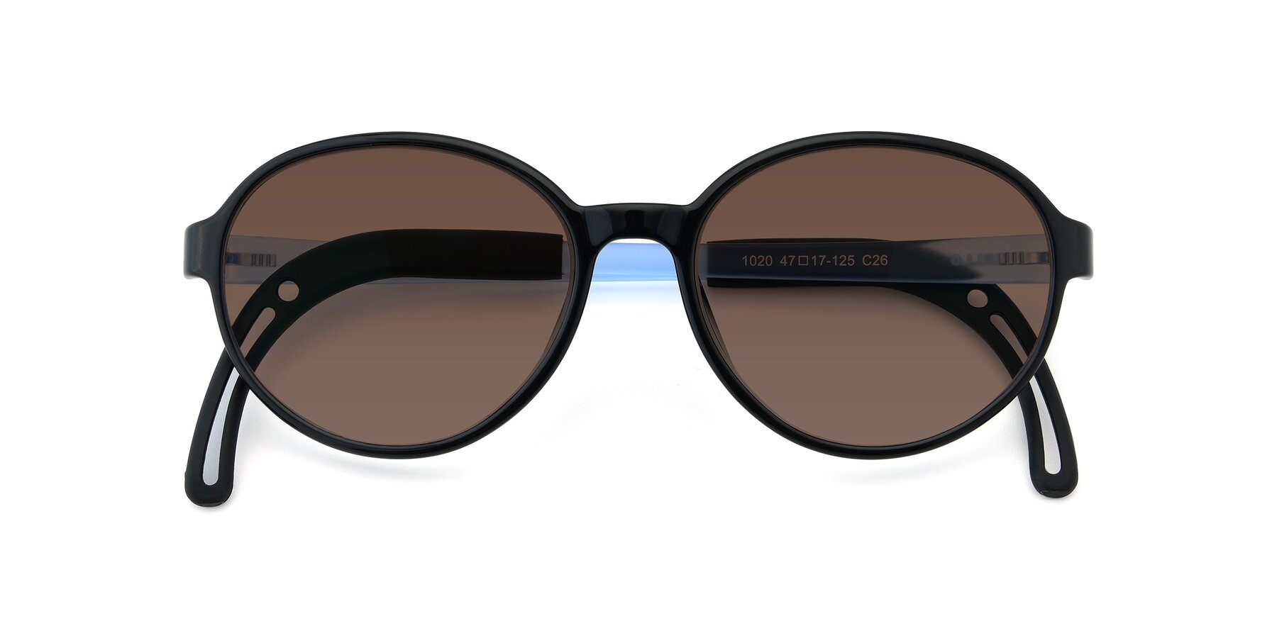 Folded Front of 1020 in Black-Blue with Brown Tinted Lenses
