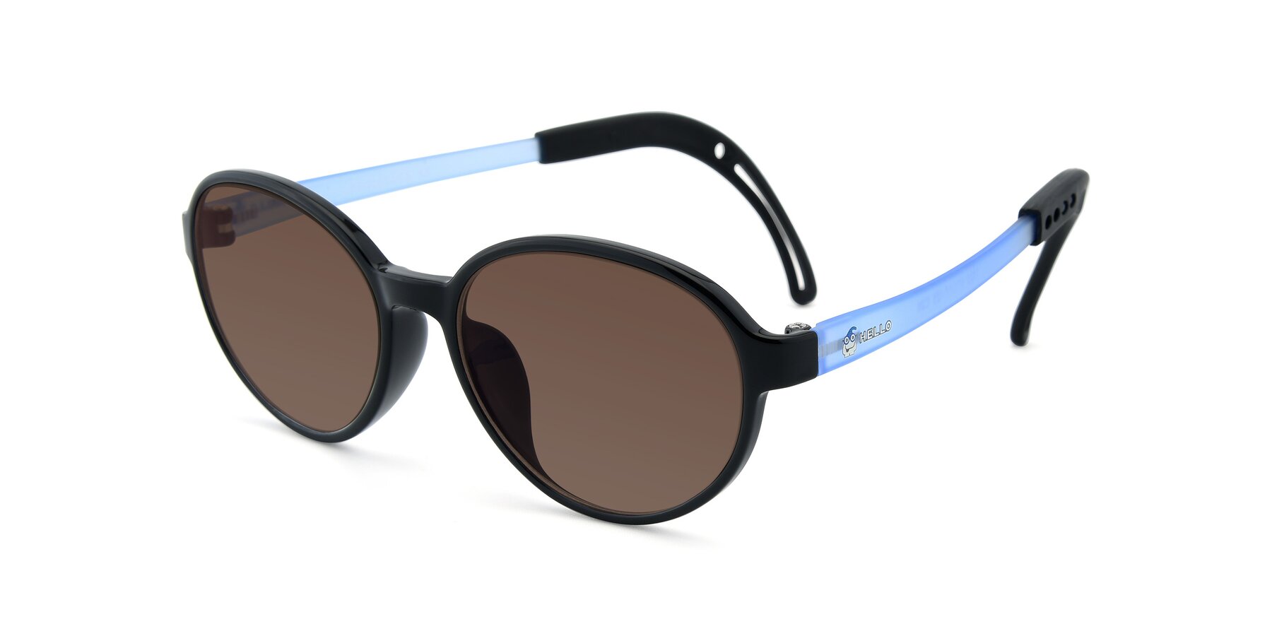 Angle of 1020 in Black-Blue with Brown Tinted Lenses