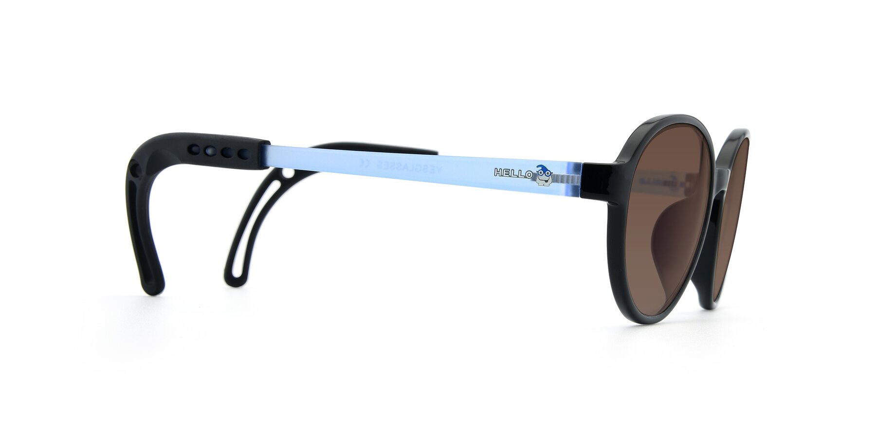 Side of 1020 in Black-Blue with Brown Tinted Lenses