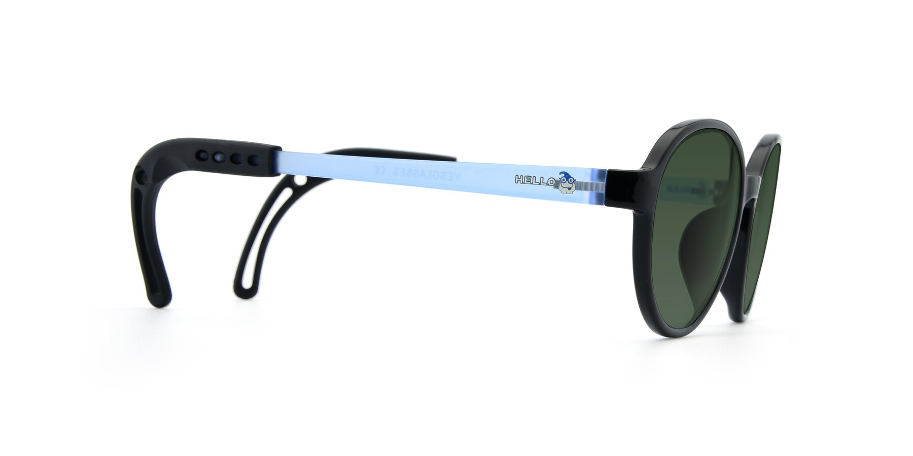 Side of 1020 in Black-Blue with Green Tinted Lenses
