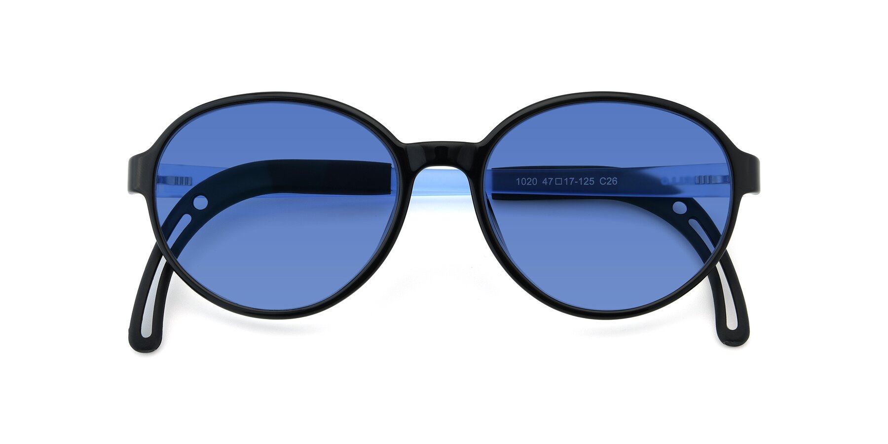 Folded Front of 1020 in Black-Blue with Blue Tinted Lenses
