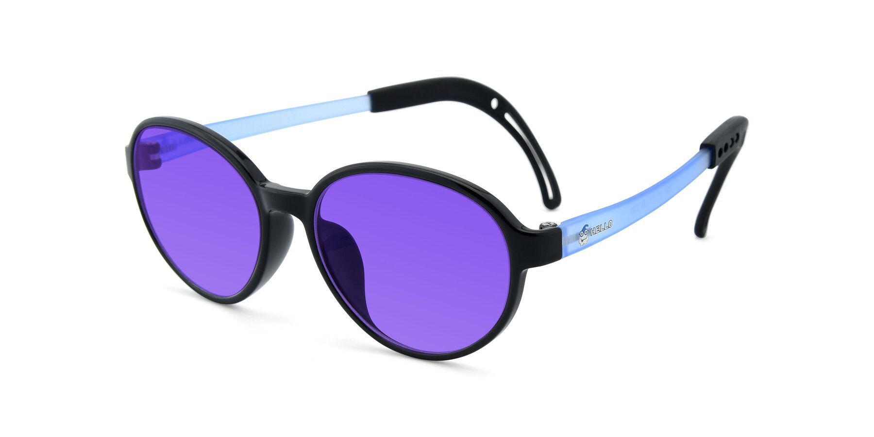 Angle of 1020 in Black-Blue with Purple Tinted Lenses