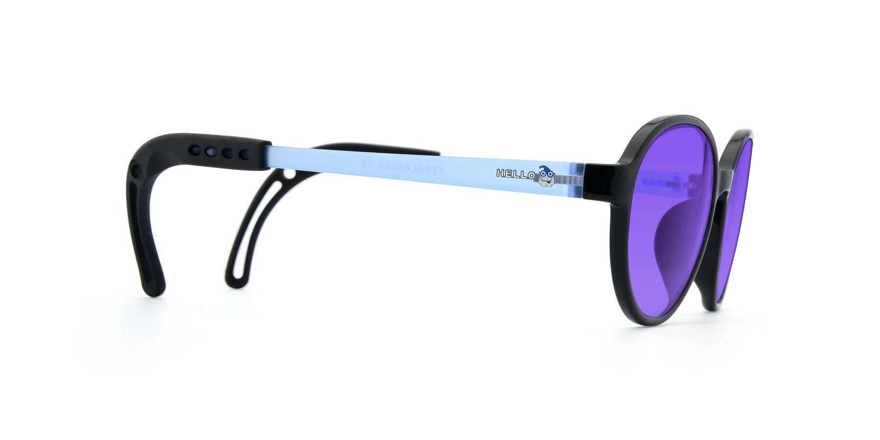 Side of 1020 in Black-Blue with Purple Tinted Lenses