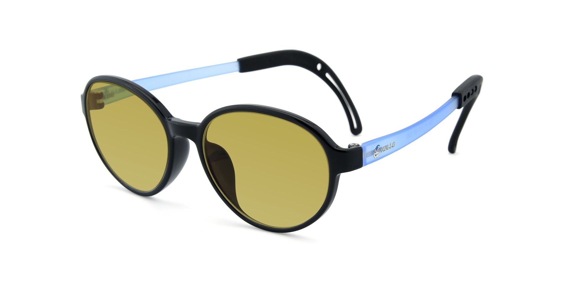 Angle of 1020 in Black-Blue with Champagne Tinted Lenses