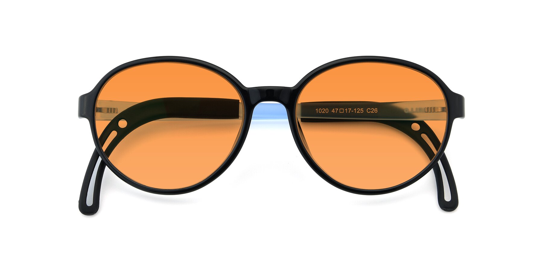 Folded Front of 1020 in Black-Blue with Orange Tinted Lenses