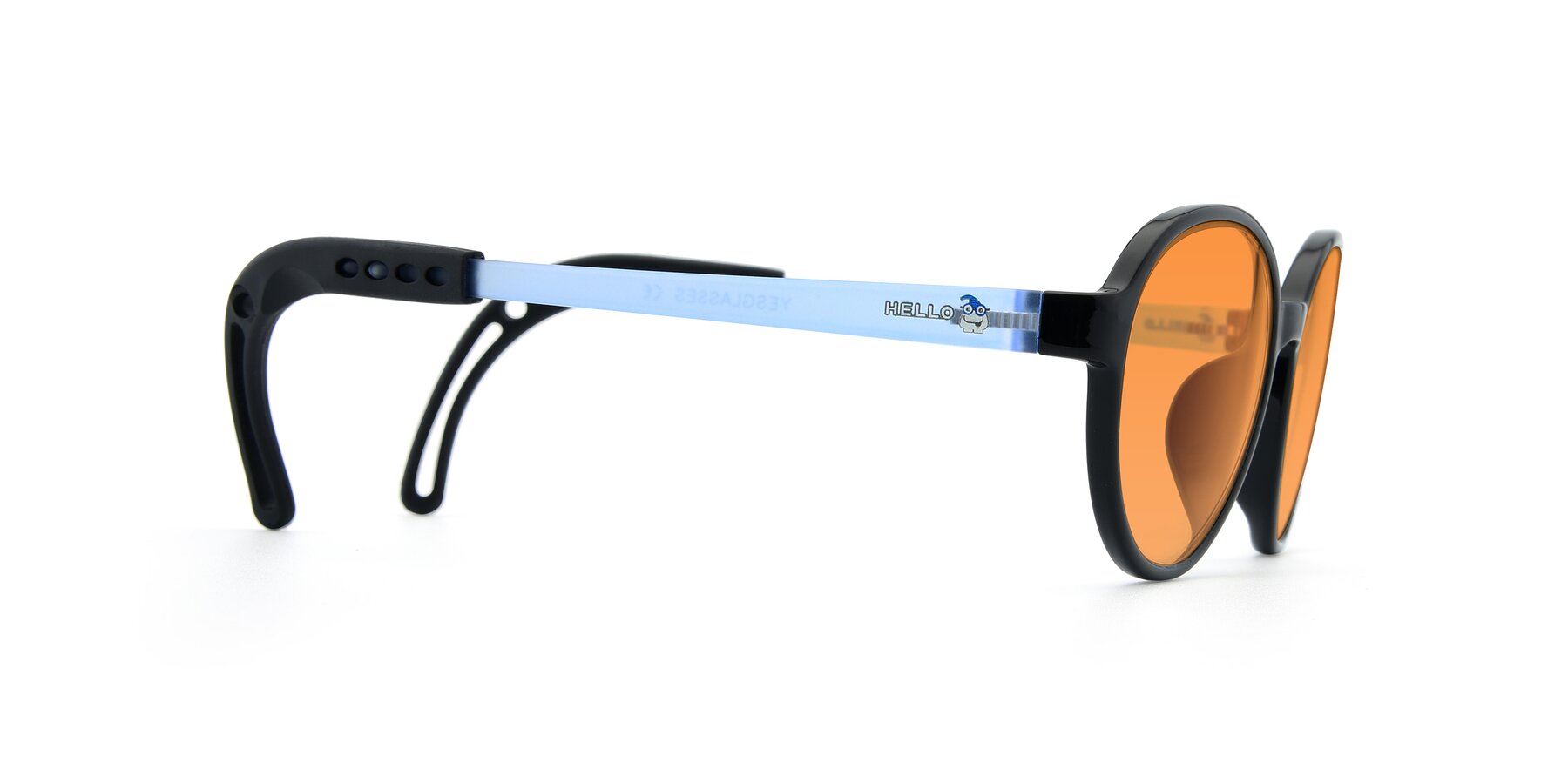 Side of 1020 in Black-Blue with Orange Tinted Lenses