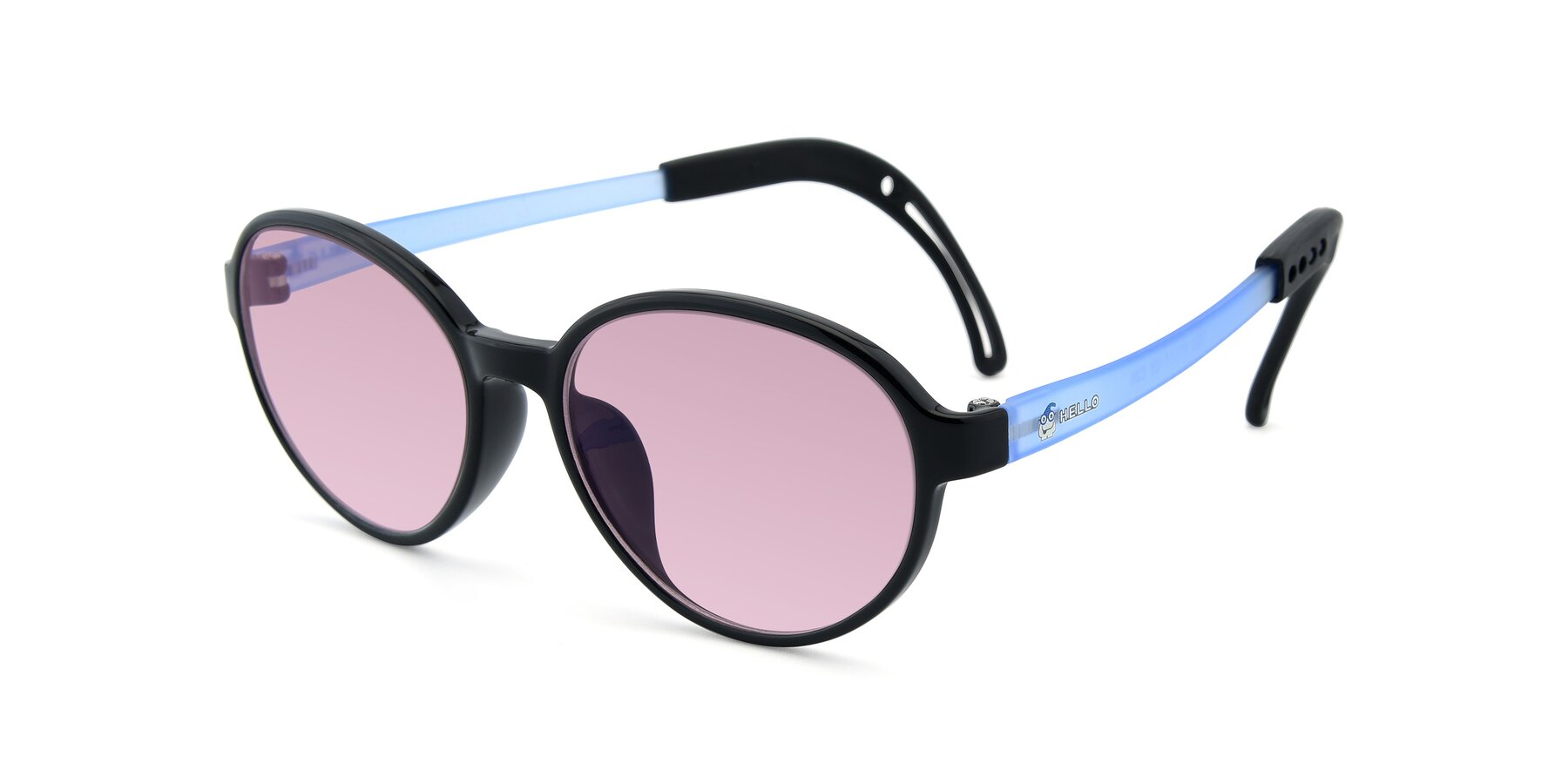 Angle of 1020 in Black-Blue with Light Wine Tinted Lenses