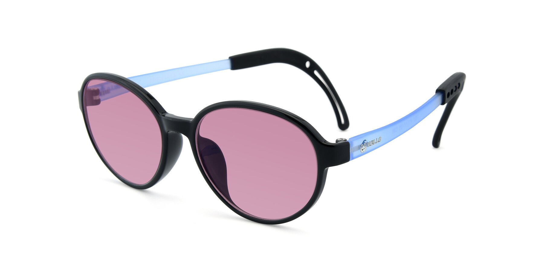 Angle of 1020 in Black-Blue with Medium Wine Tinted Lenses