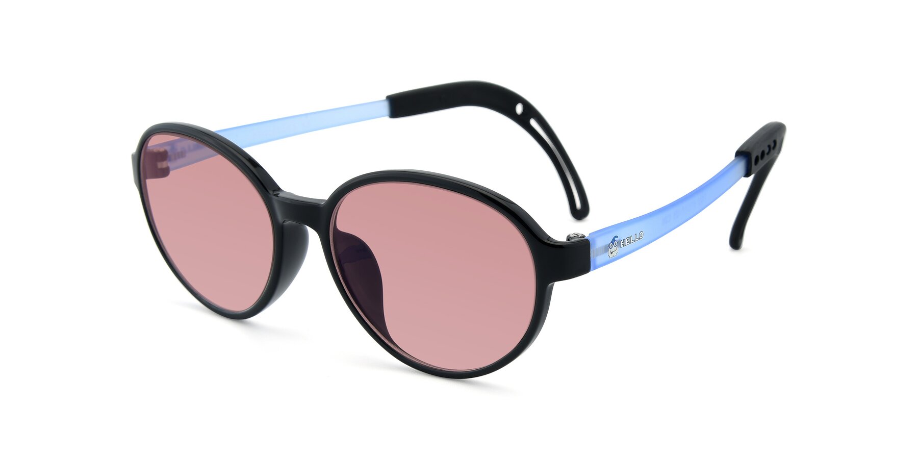 Angle of 1020 in Black-Blue with Medium Garnet Tinted Lenses