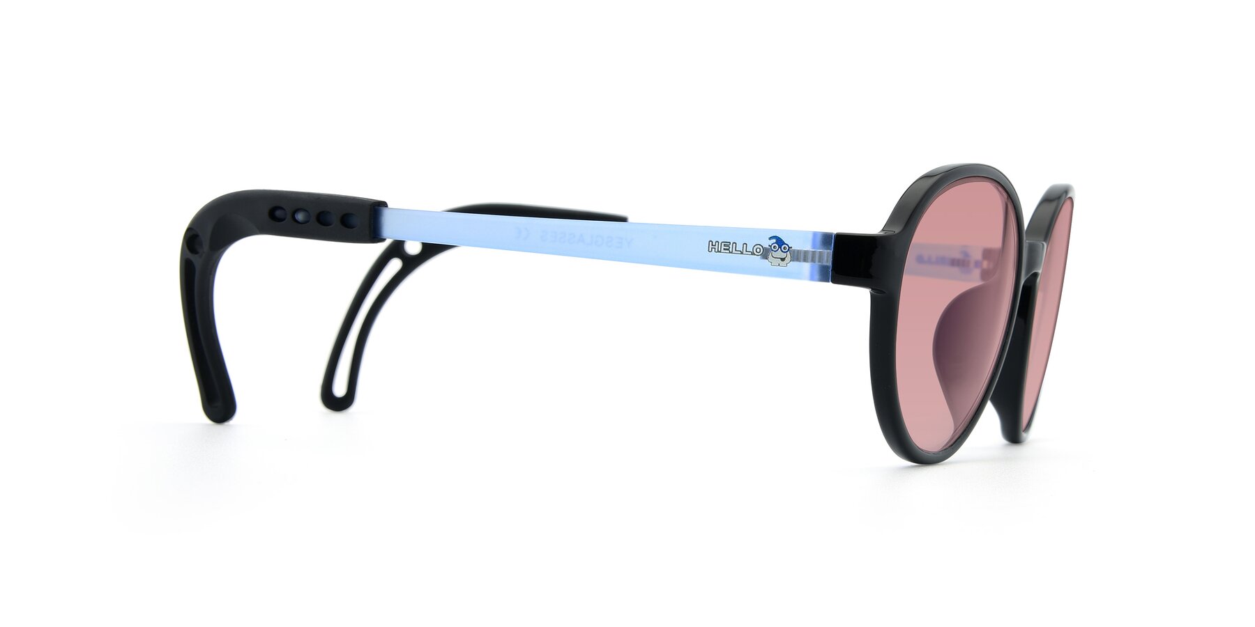 Side of 1020 in Black-Blue with Medium Garnet Tinted Lenses