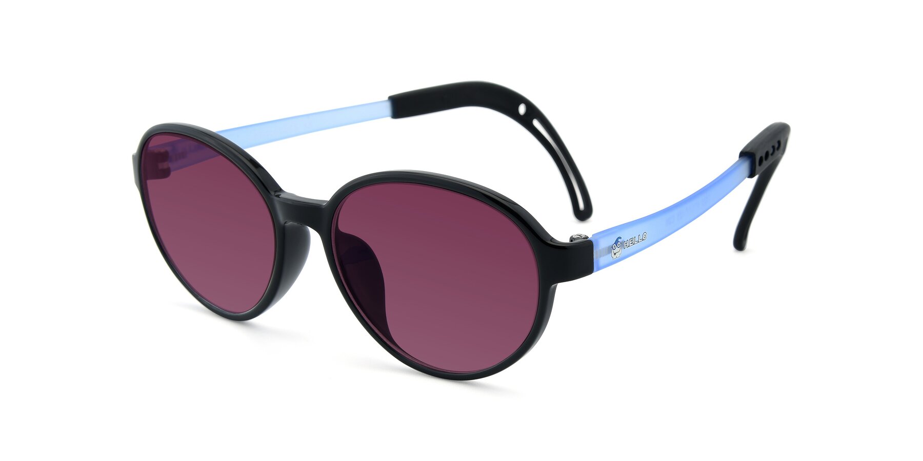 Angle of 1020 in Black-Blue with Wine Tinted Lenses