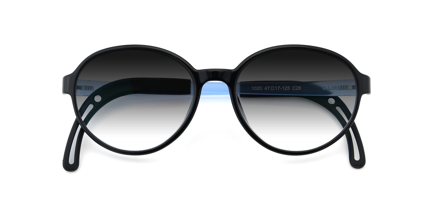 Folded Front of 1020 in Black-Blue with Gray Gradient Lenses