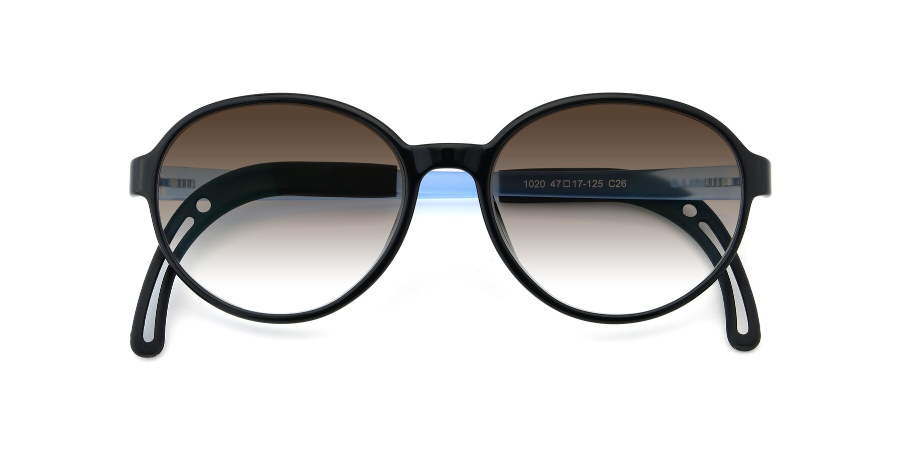 Folded Front of 1020 in Black-Blue with Brown Gradient Lenses
