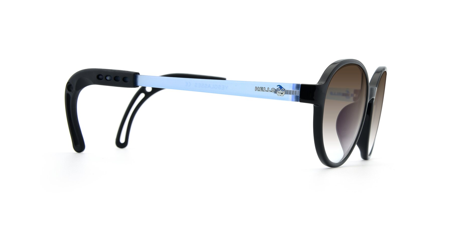 Side of 1020 in Black-Blue with Brown Gradient Lenses