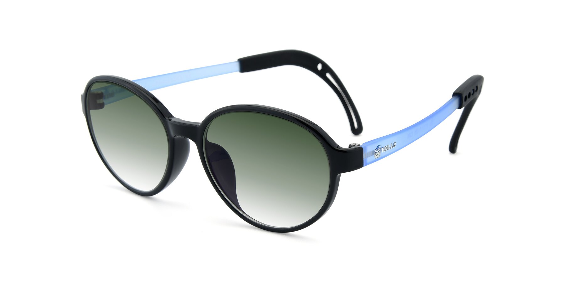 Angle of 1020 in Black-Blue with Green Gradient Lenses