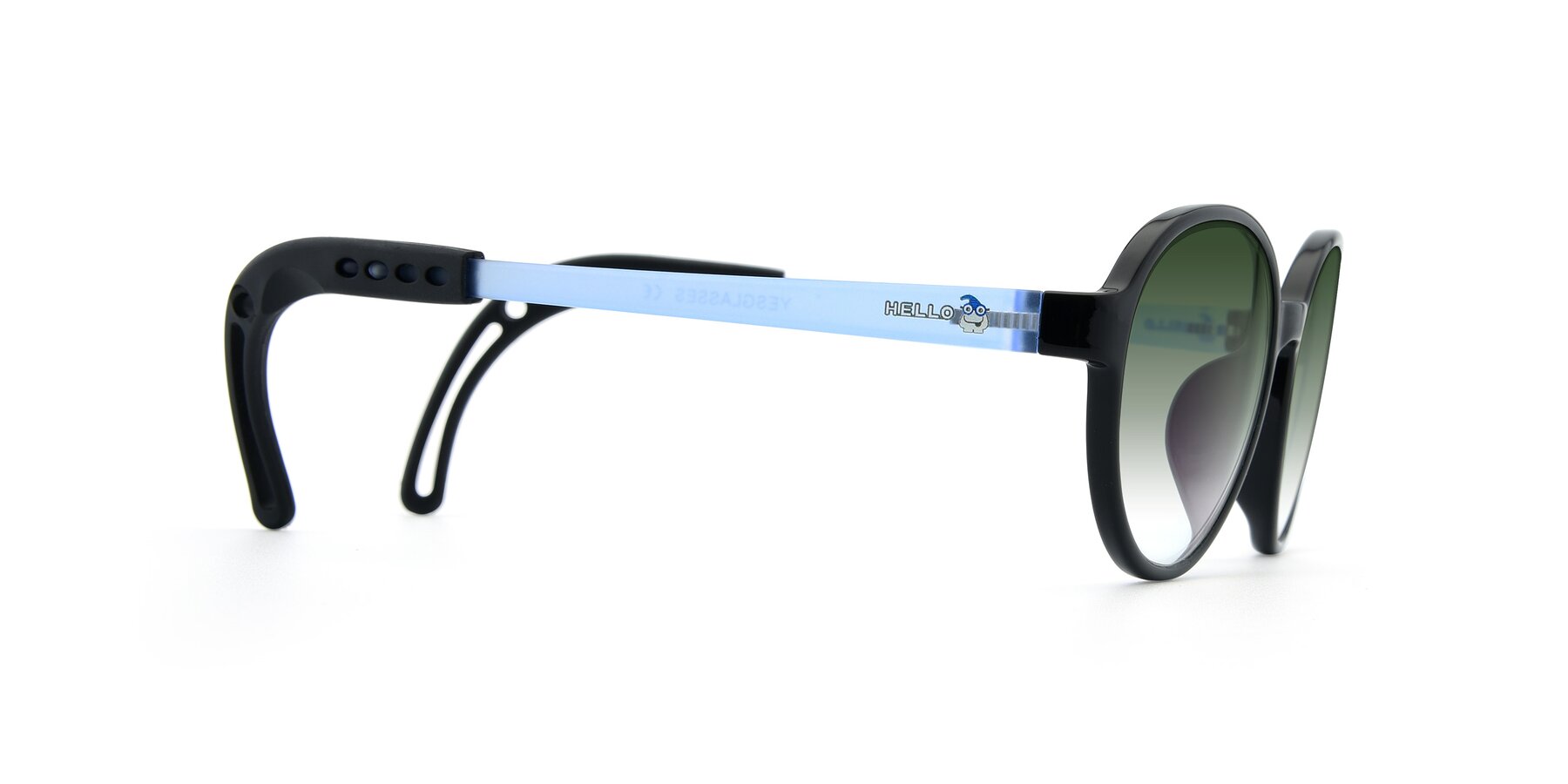 Side of 1020 in Black-Blue with Green Gradient Lenses