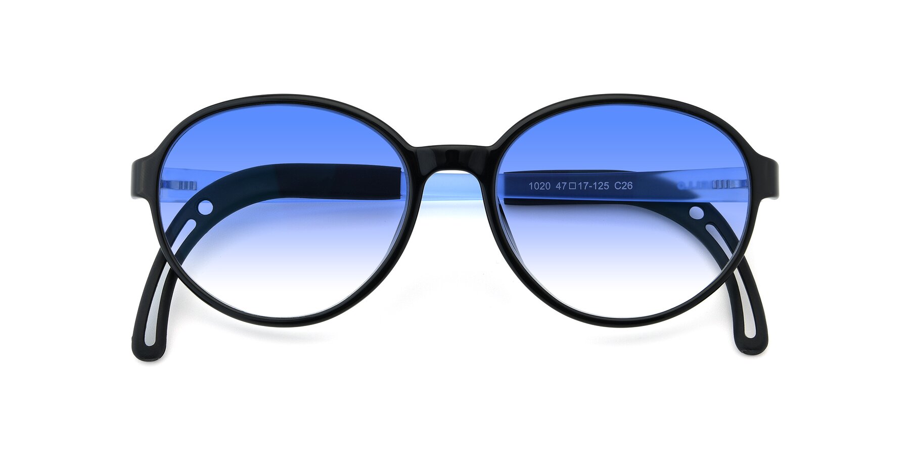 Folded Front of 1020 in Black-Blue with Blue Gradient Lenses