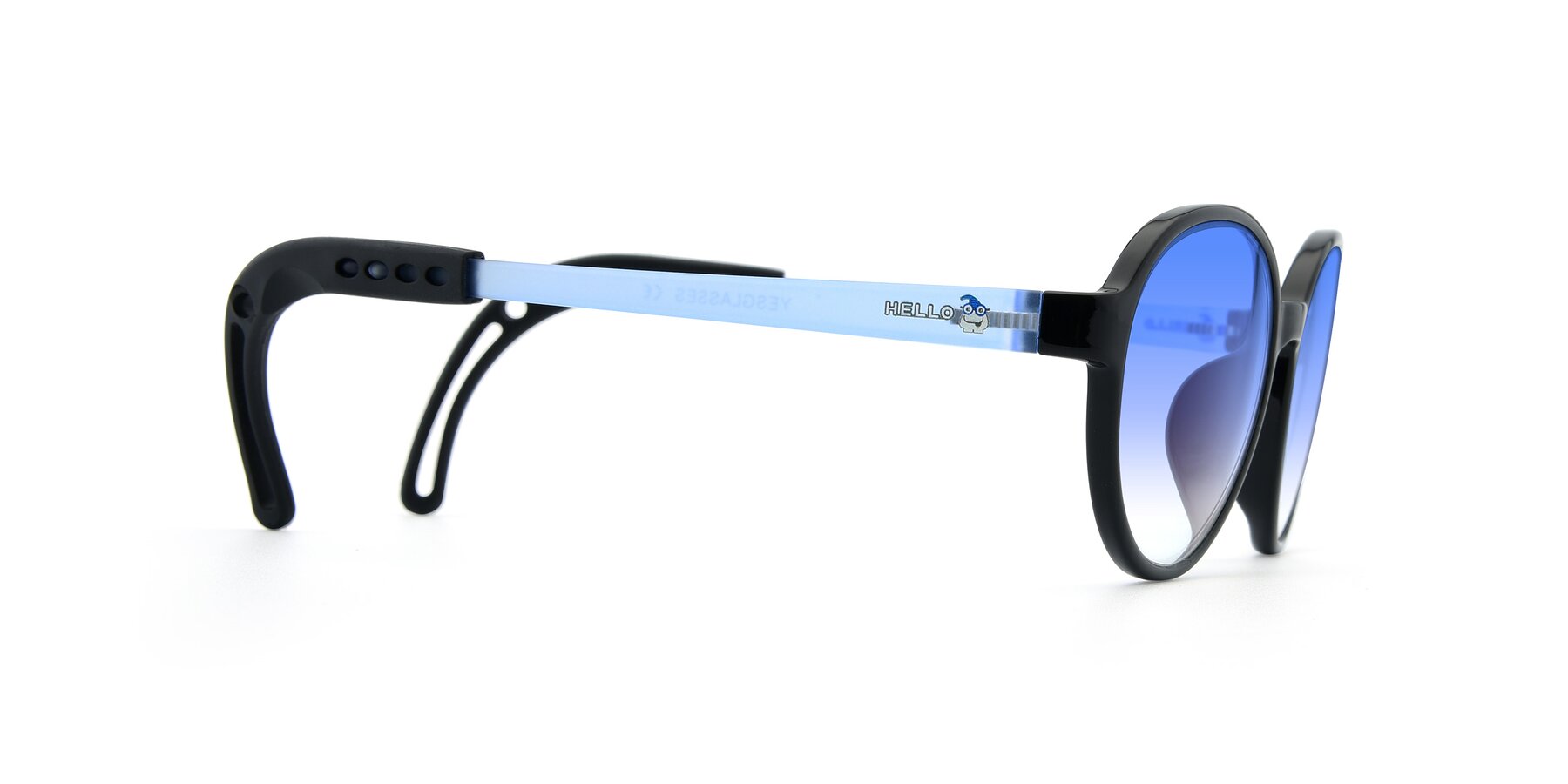 Side of 1020 in Black-Blue with Blue Gradient Lenses