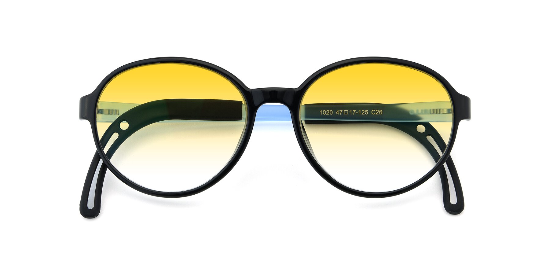 Folded Front of 1020 in Black-Blue with Yellow Gradient Lenses