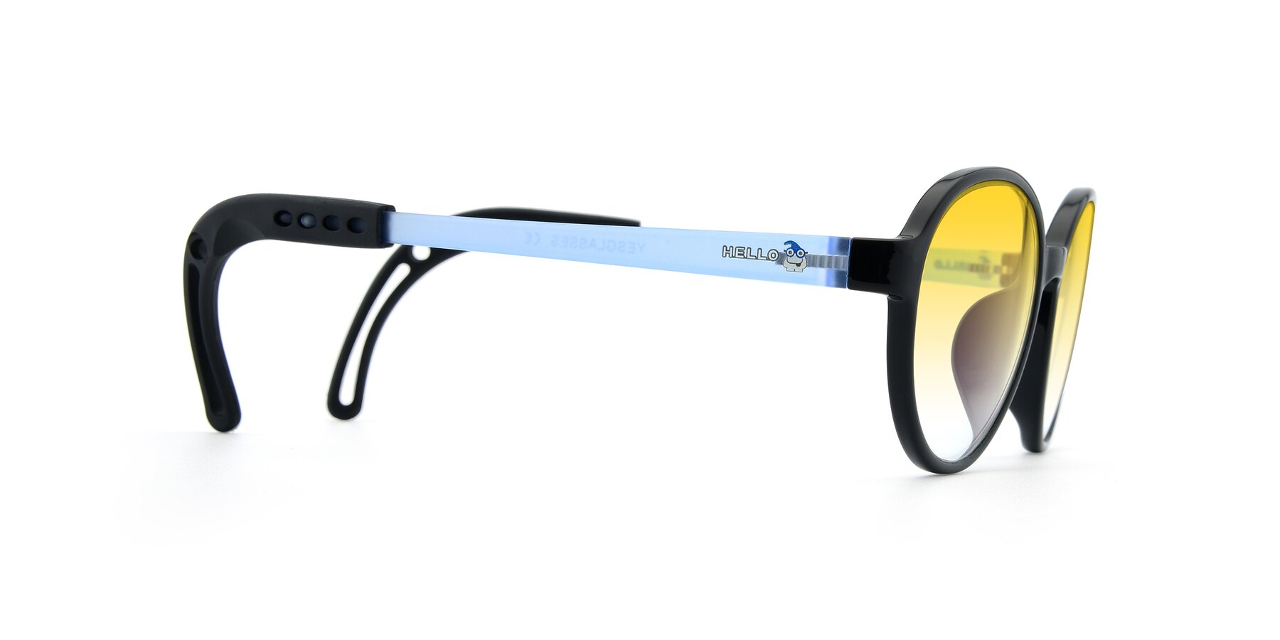 Side of 1020 in Black-Blue with Yellow Gradient Lenses