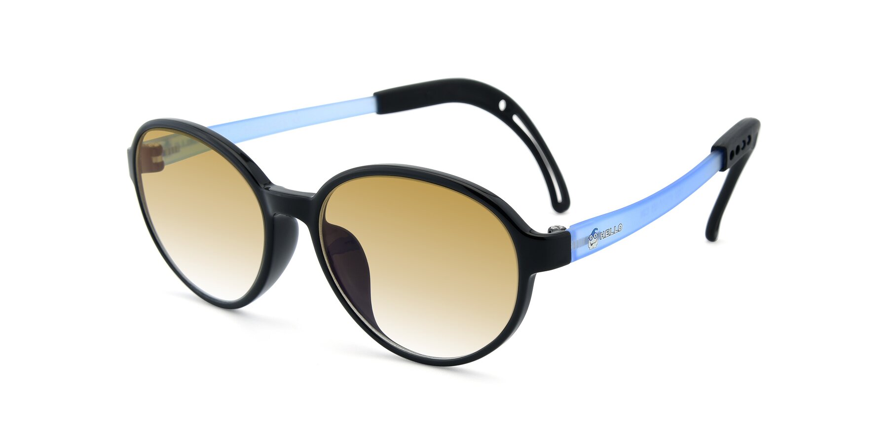 Angle of 1020 in Black-Blue with Champagne Gradient Lenses