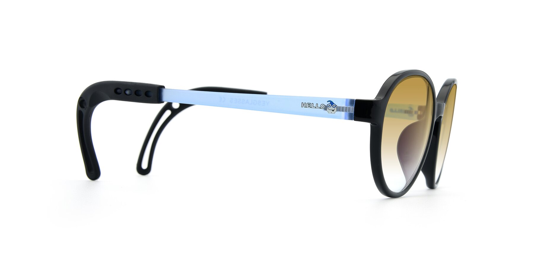 Side of 1020 in Black-Blue with Champagne Gradient Lenses
