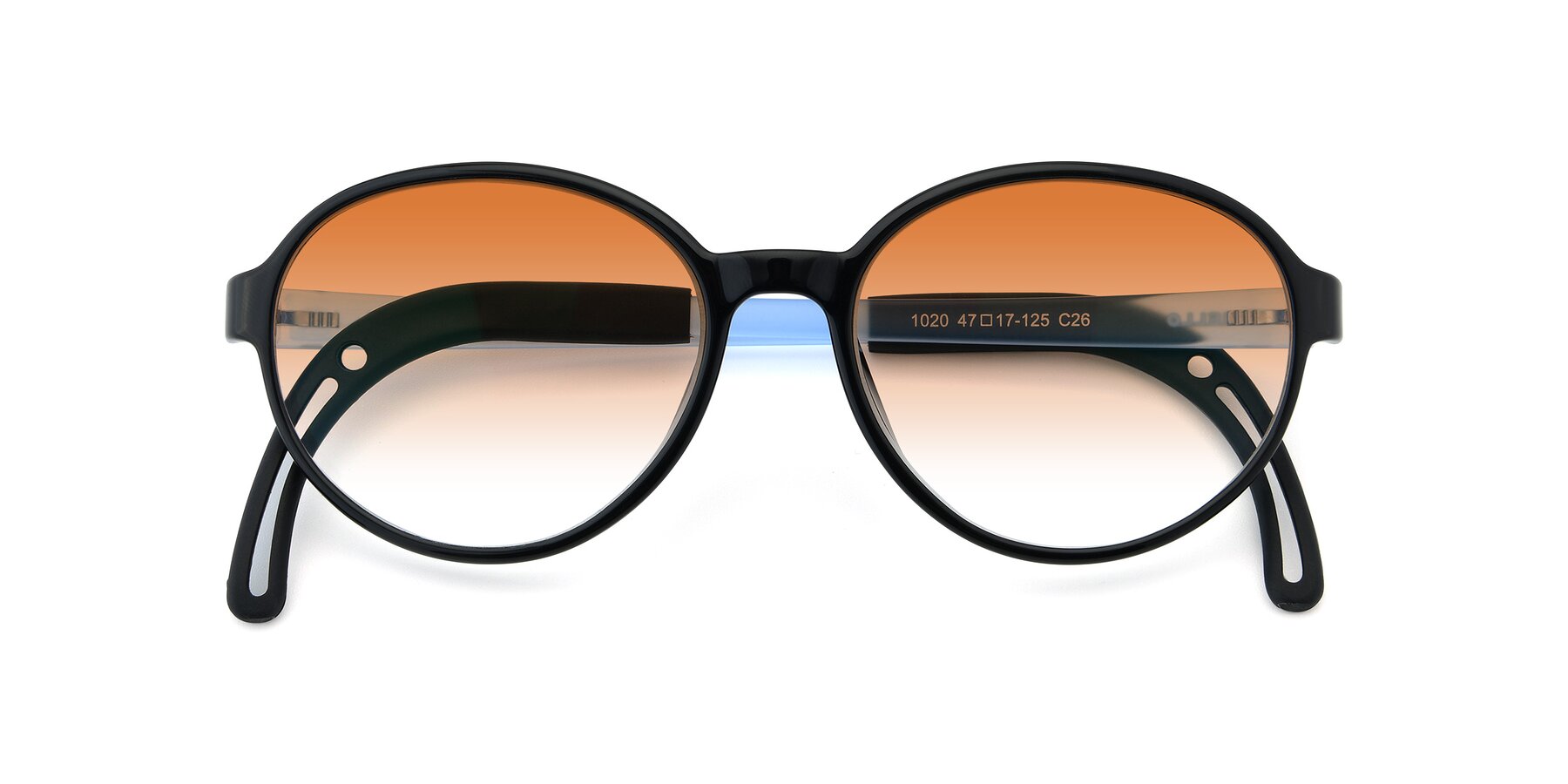 Folded Front of 1020 in Black-Blue with Orange Gradient Lenses