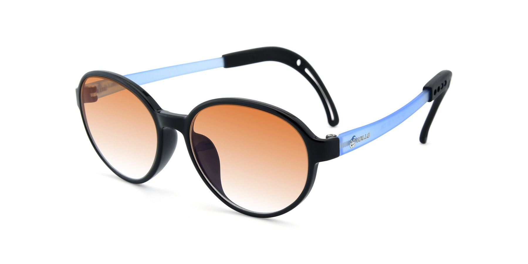 Angle of 1020 in Black-Blue with Orange Gradient Lenses
