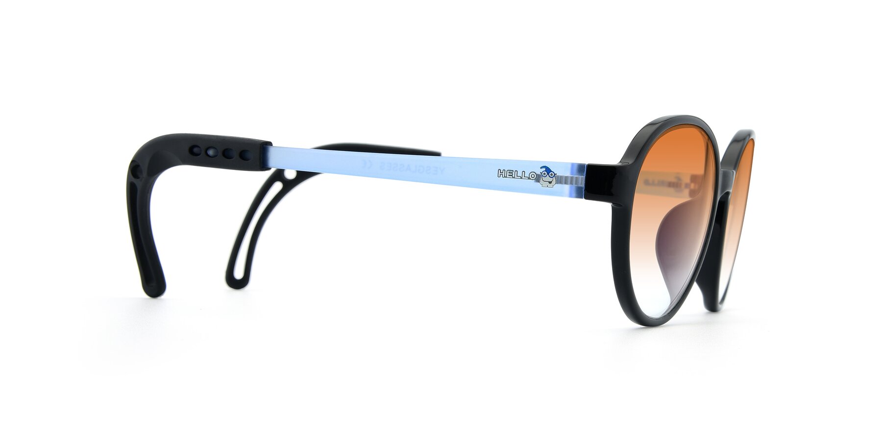 Side of 1020 in Black-Blue with Orange Gradient Lenses
