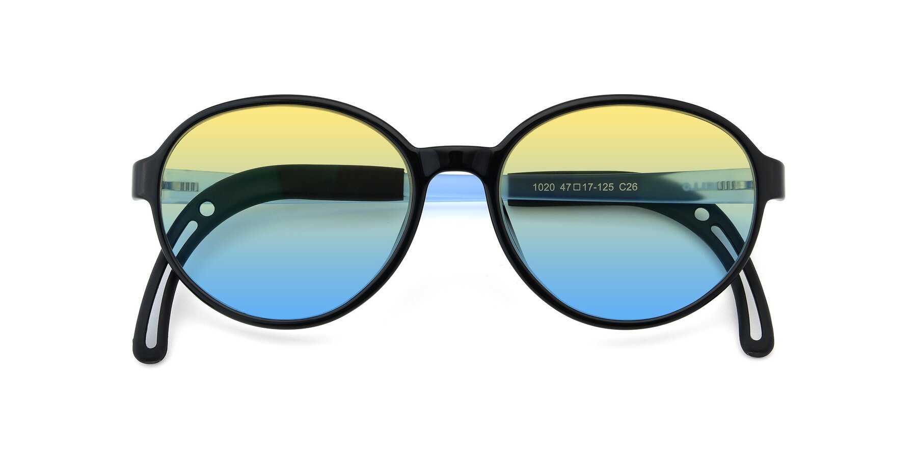 Folded Front of 1020 in Black-Blue with Yellow / Blue Gradient Lenses