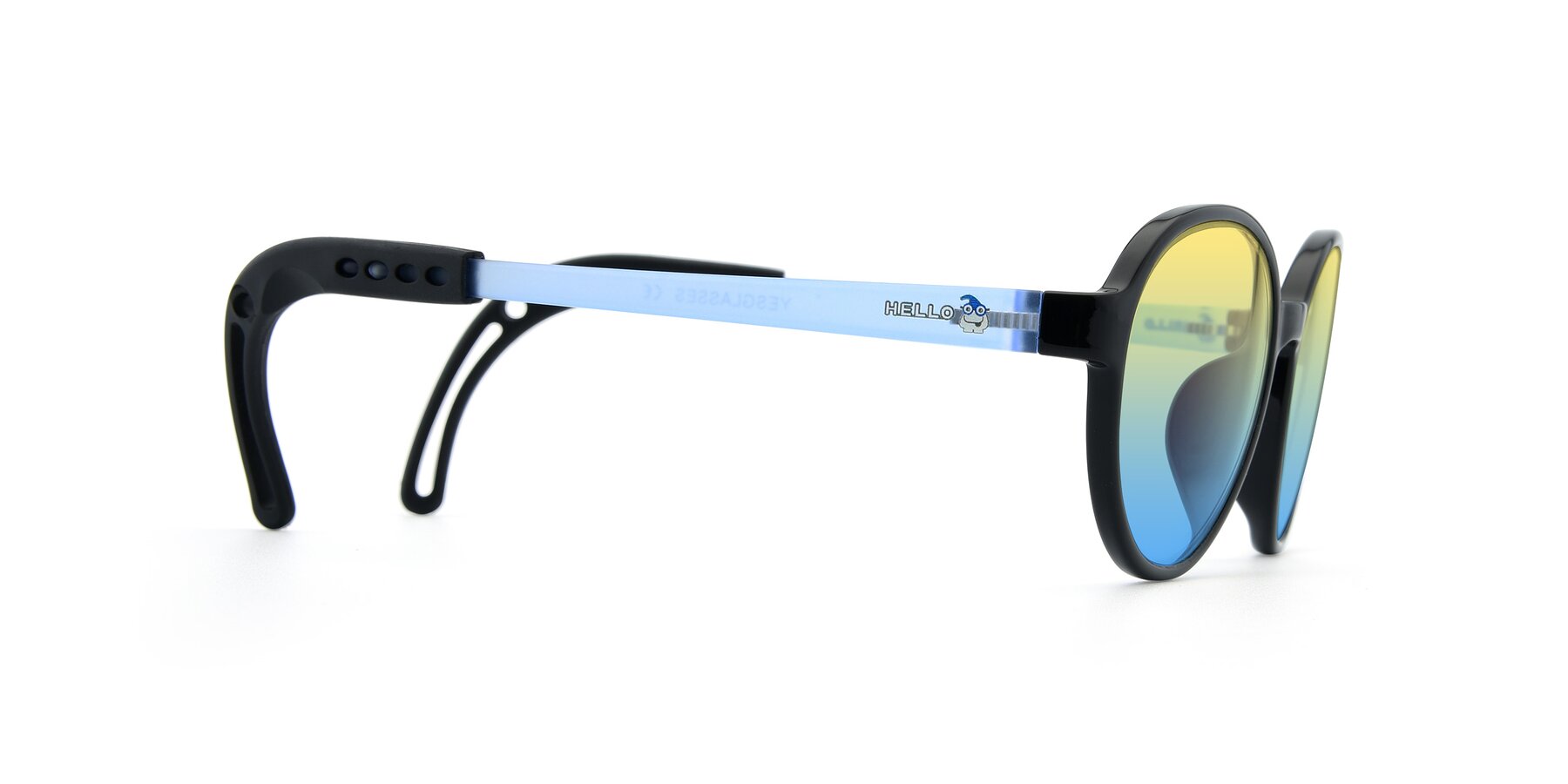 Side of 1020 in Black-Blue with Yellow / Blue Gradient Lenses