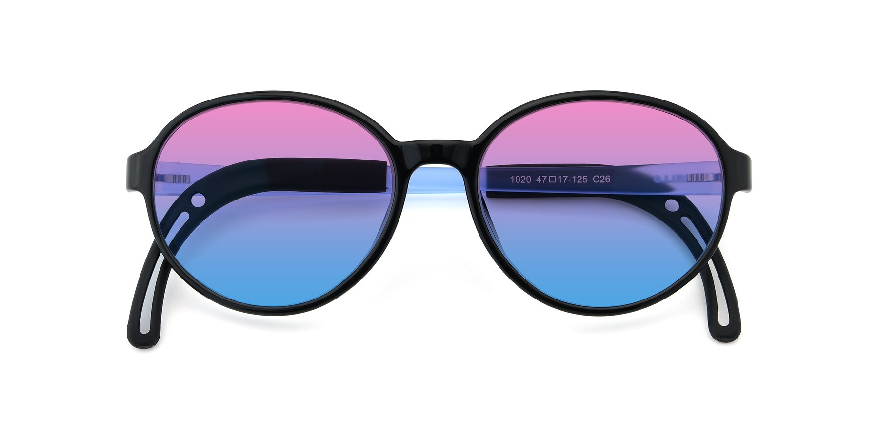 Folded Front of 1020 in Black-Blue with Pink / Blue Gradient Lenses