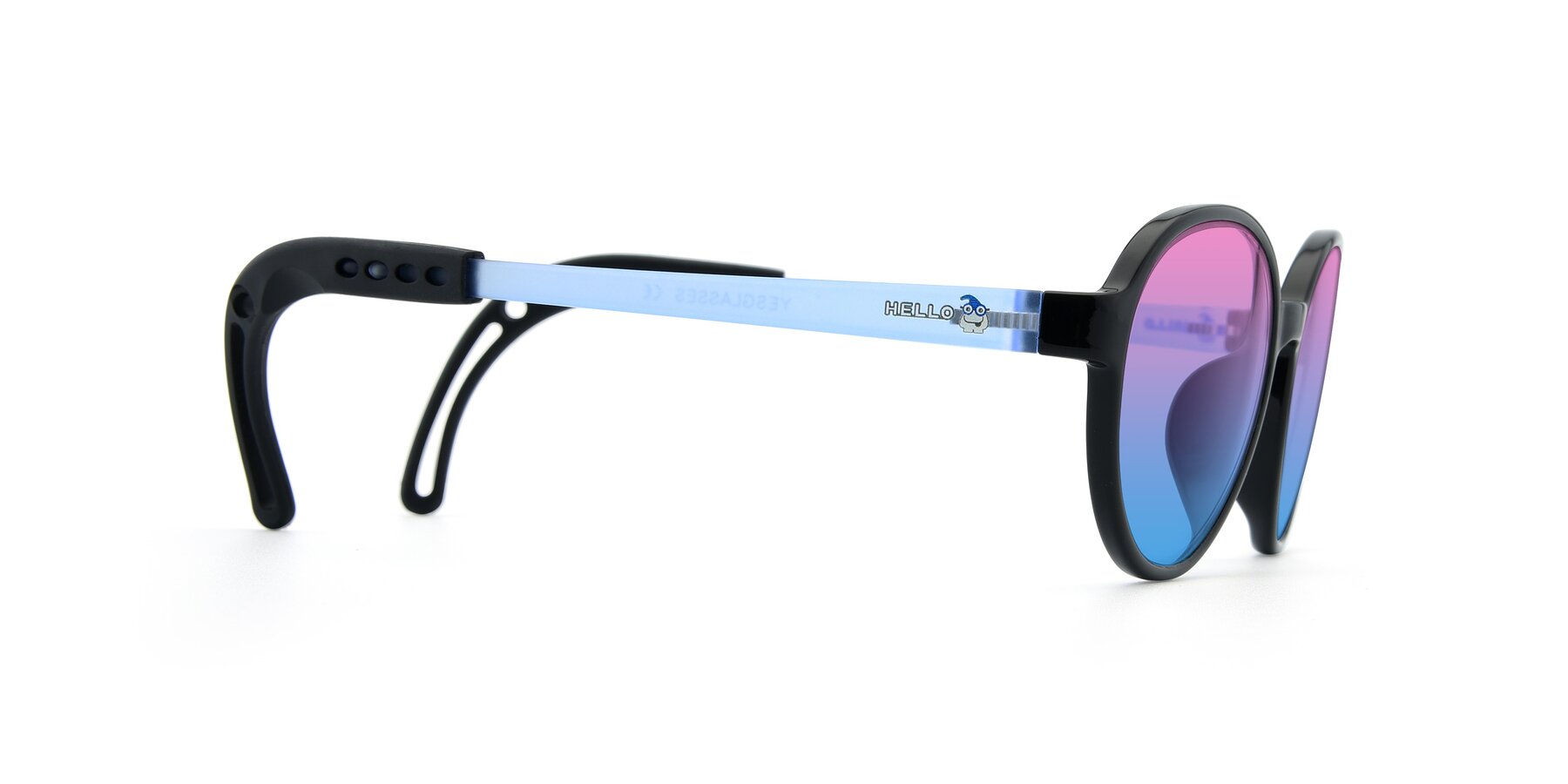 Side of 1020 in Black-Blue with Pink / Blue Gradient Lenses