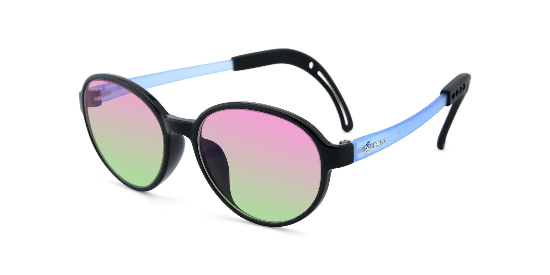 Angle of 1020 in Black-Blue with Pink / Green Gradient Lenses