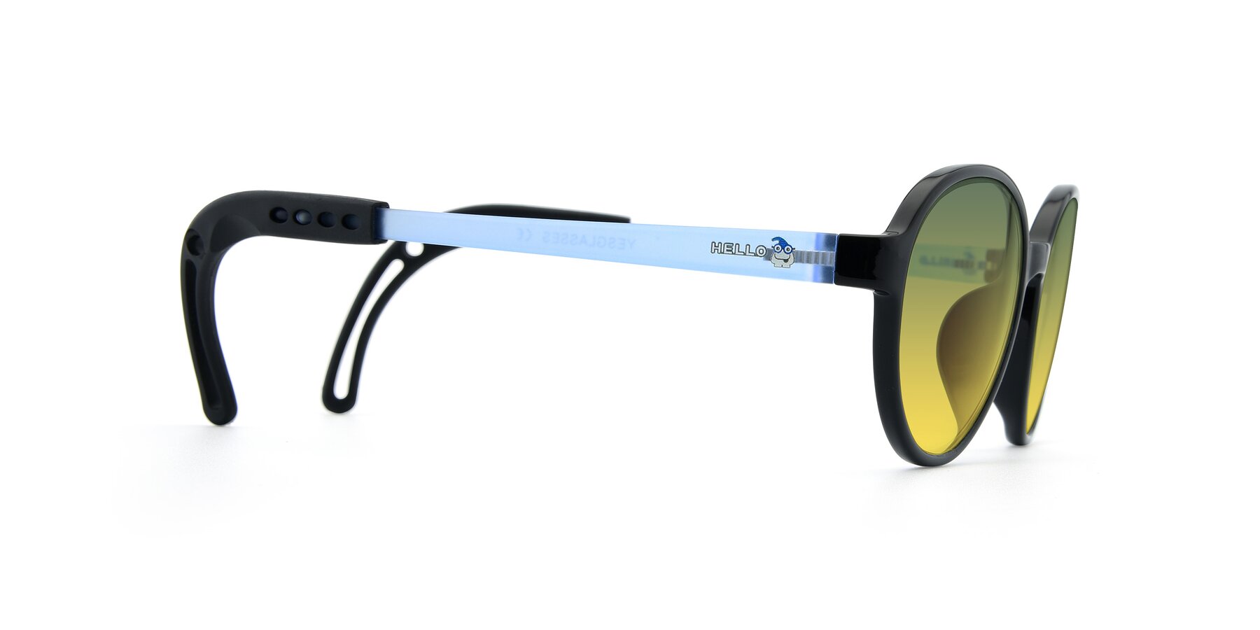 Side of 1020 in Black-Blue with Green / Yellow Gradient Lenses