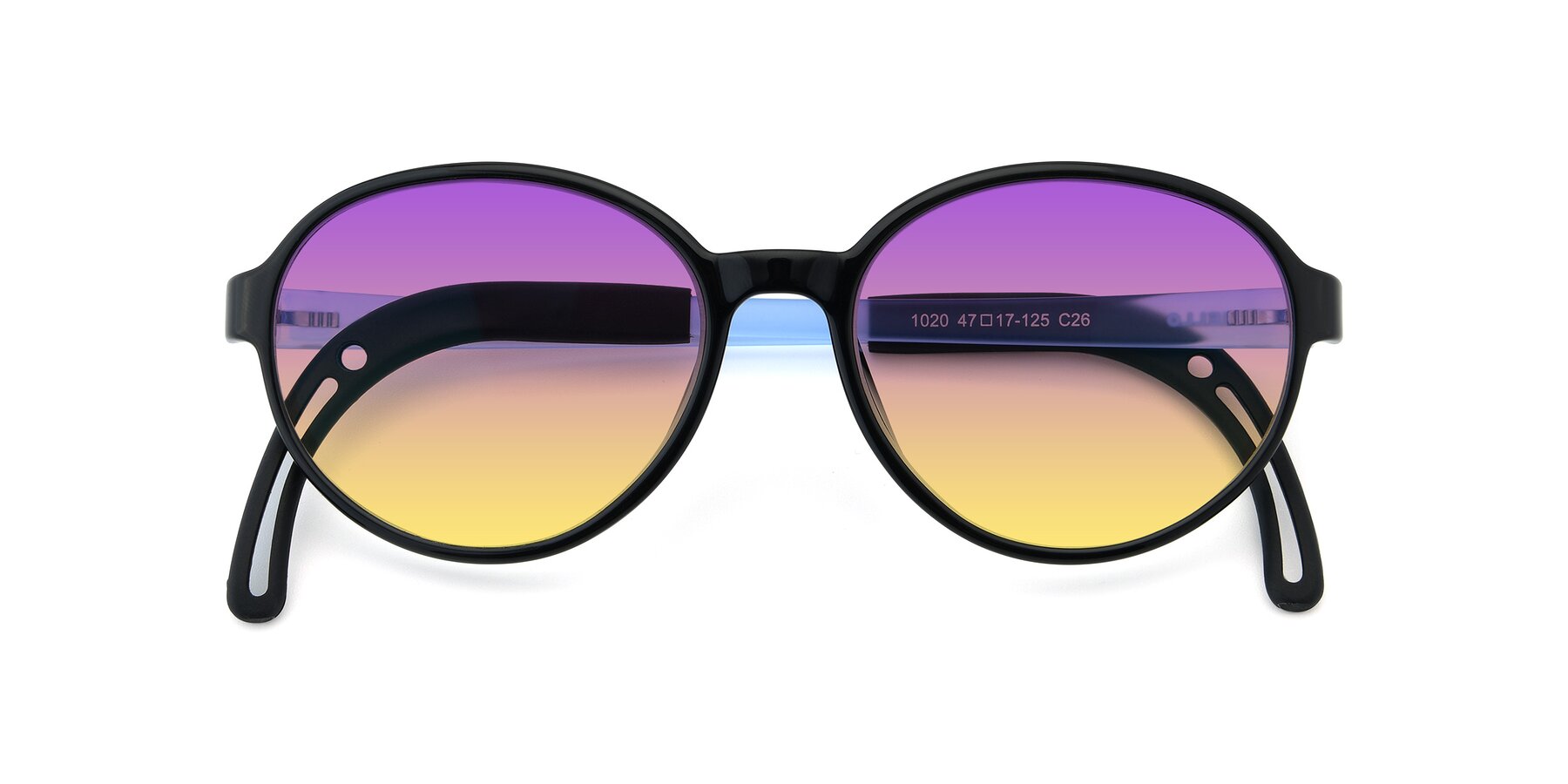 Folded Front of 1020 in Black-Blue with Purple / Yellow Gradient Lenses