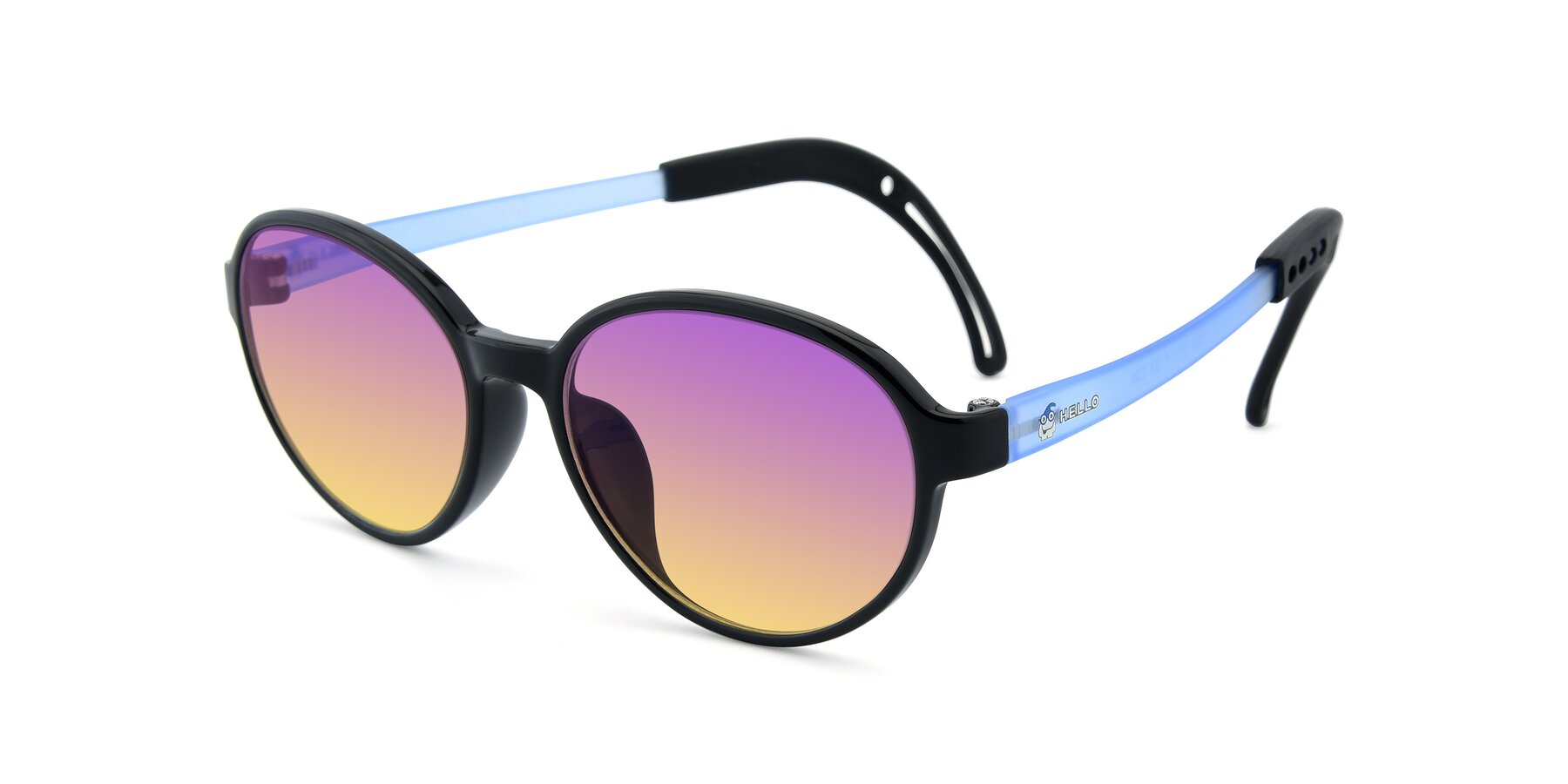 Angle of 1020 in Black-Blue with Purple / Yellow Gradient Lenses